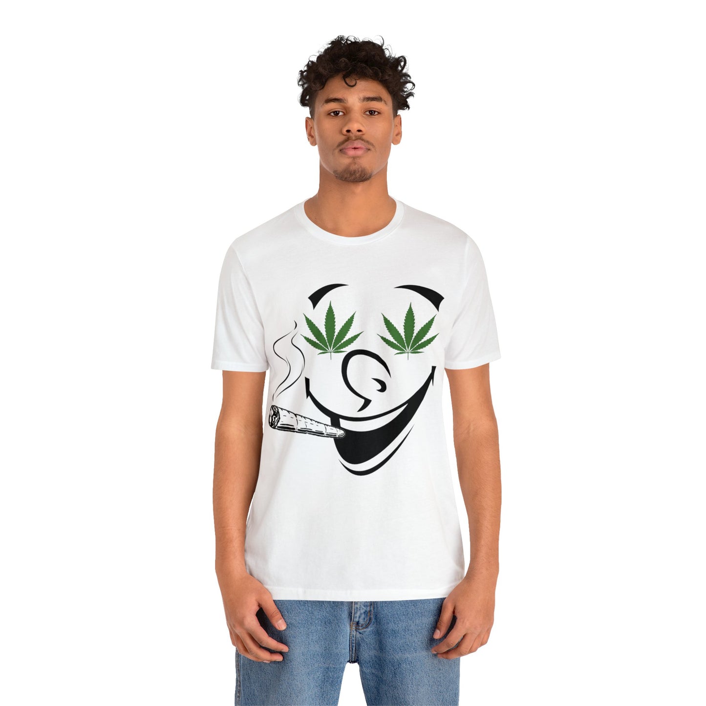 Smiling Smoking Cannibas Unisex Jersey Tee