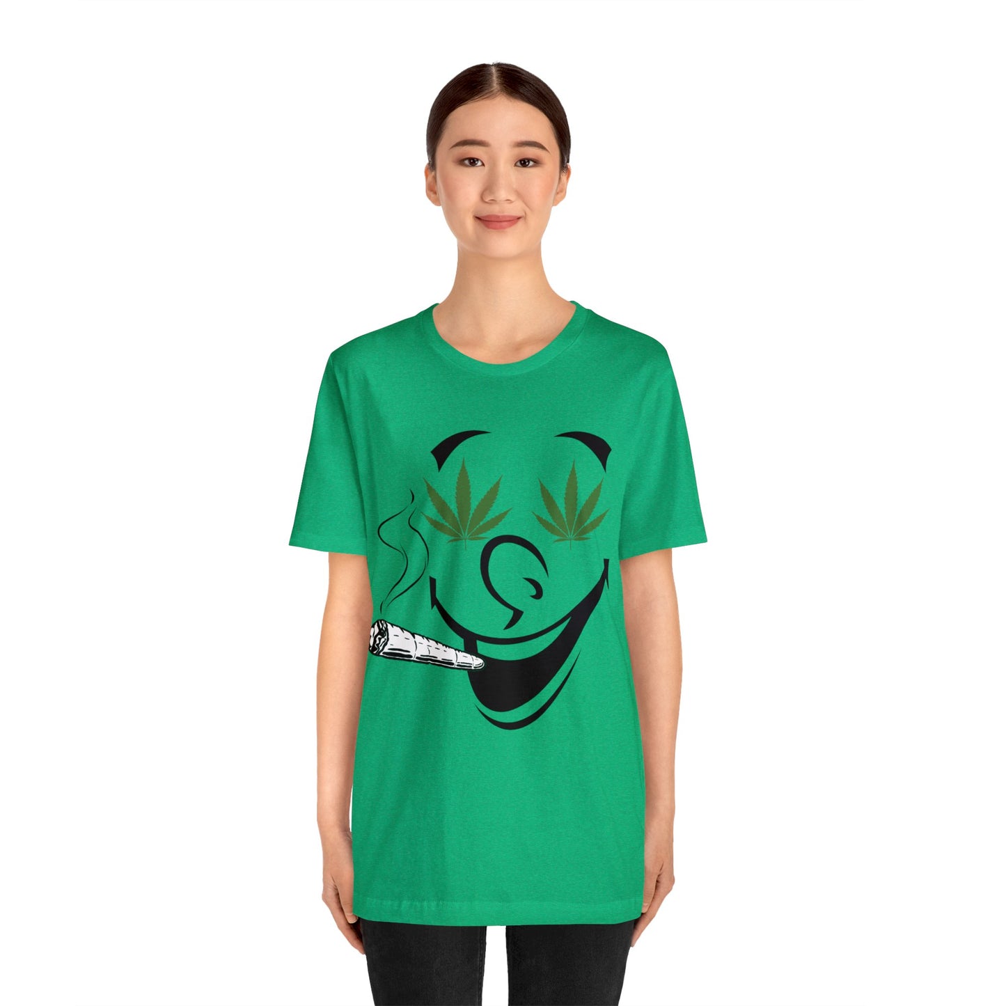 Smiling Smoking Cannibas Unisex Jersey Tee