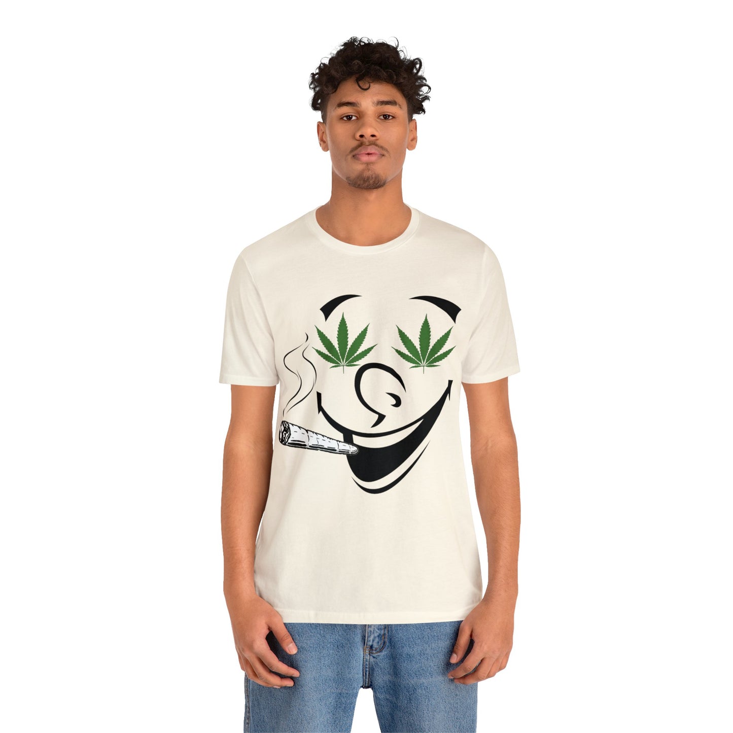 Smiling Smoking Cannibas Unisex Jersey Tee