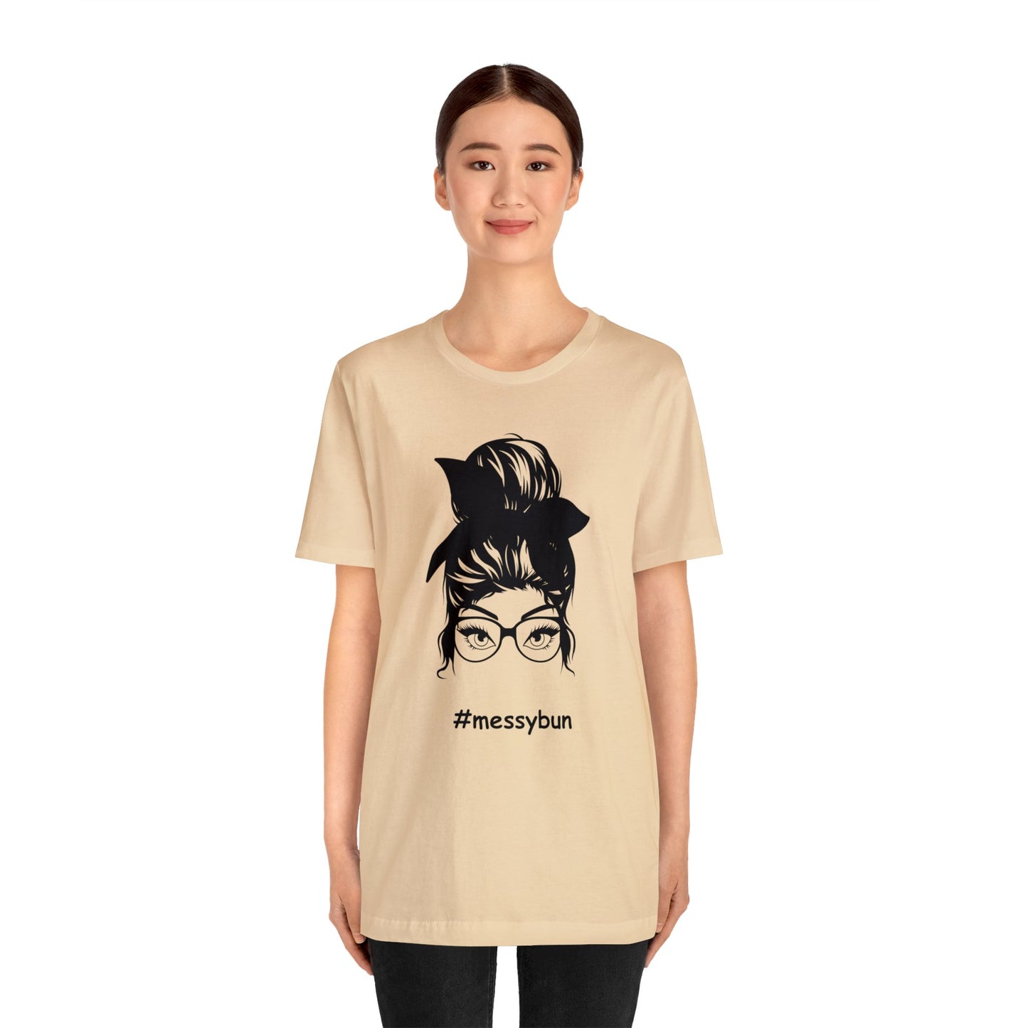 messybun w/glasses Unisex Jersey Tee