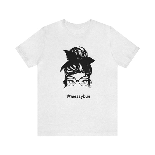 messybun w/glasses Unisex Jersey Tee