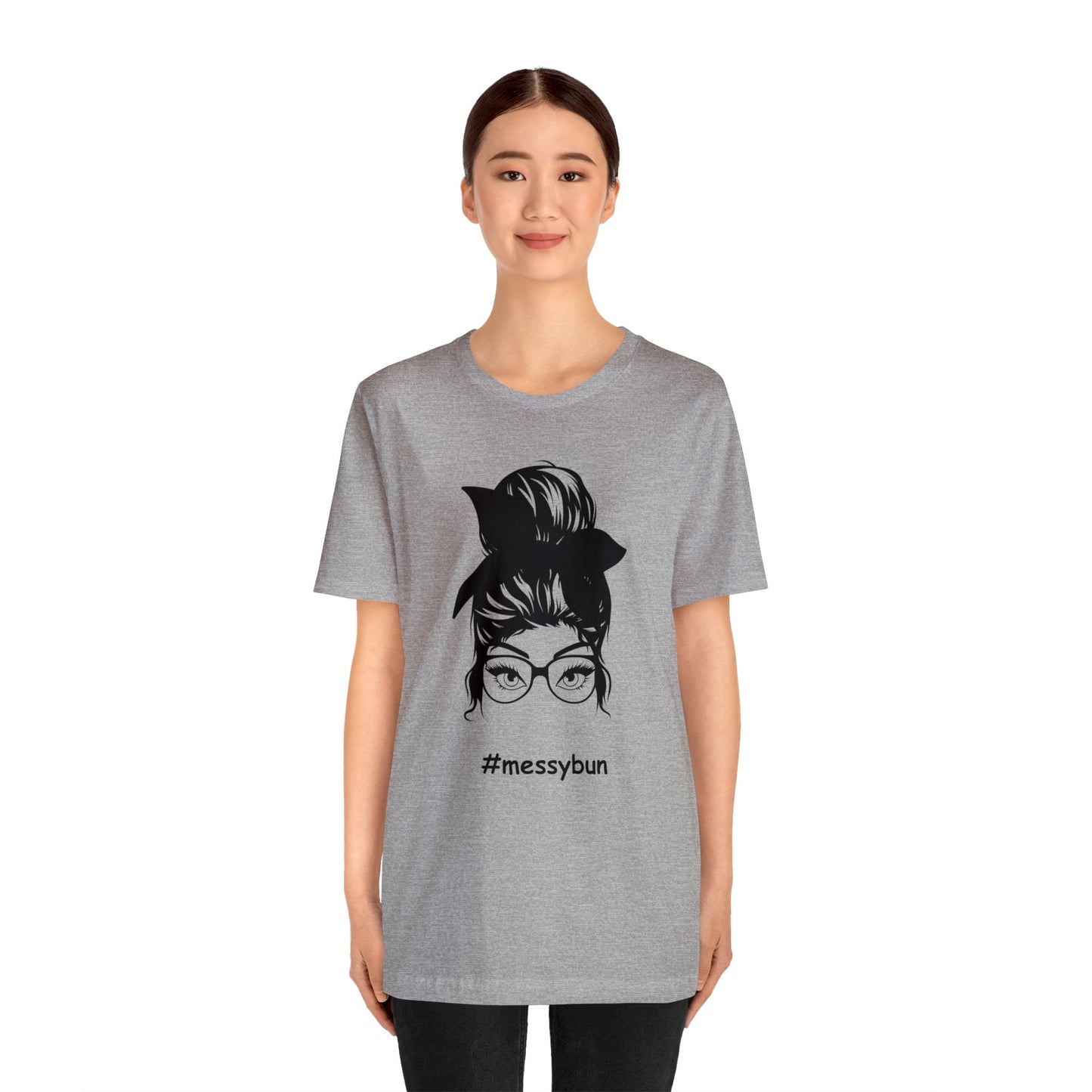 messybun w/glasses Unisex Jersey Tee
