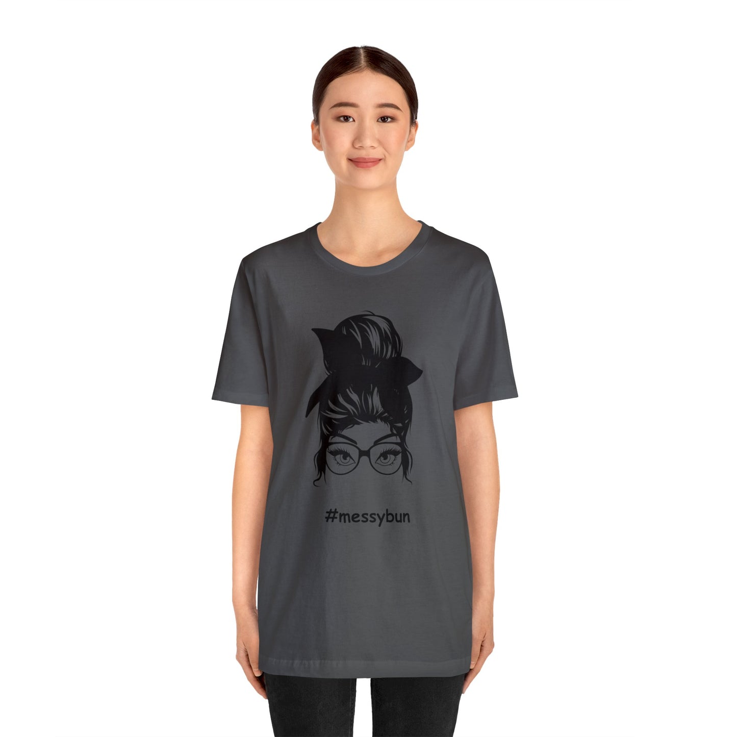 messybun w/glasses Unisex Jersey Tee