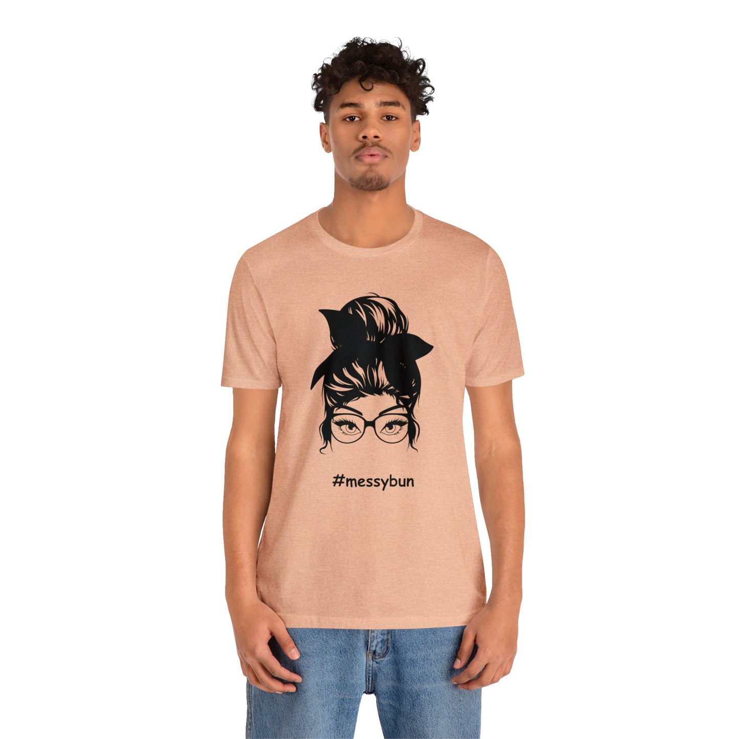 messybun w/glasses Unisex Jersey Tee