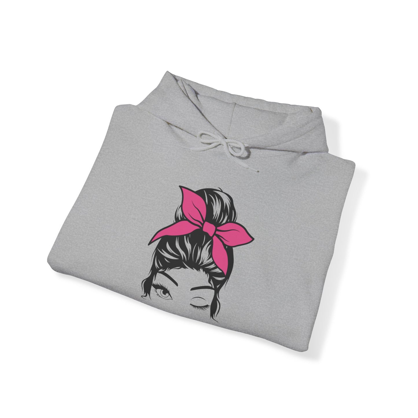 Messybun w/pink bow Blend™ Hooded Sweatshirt