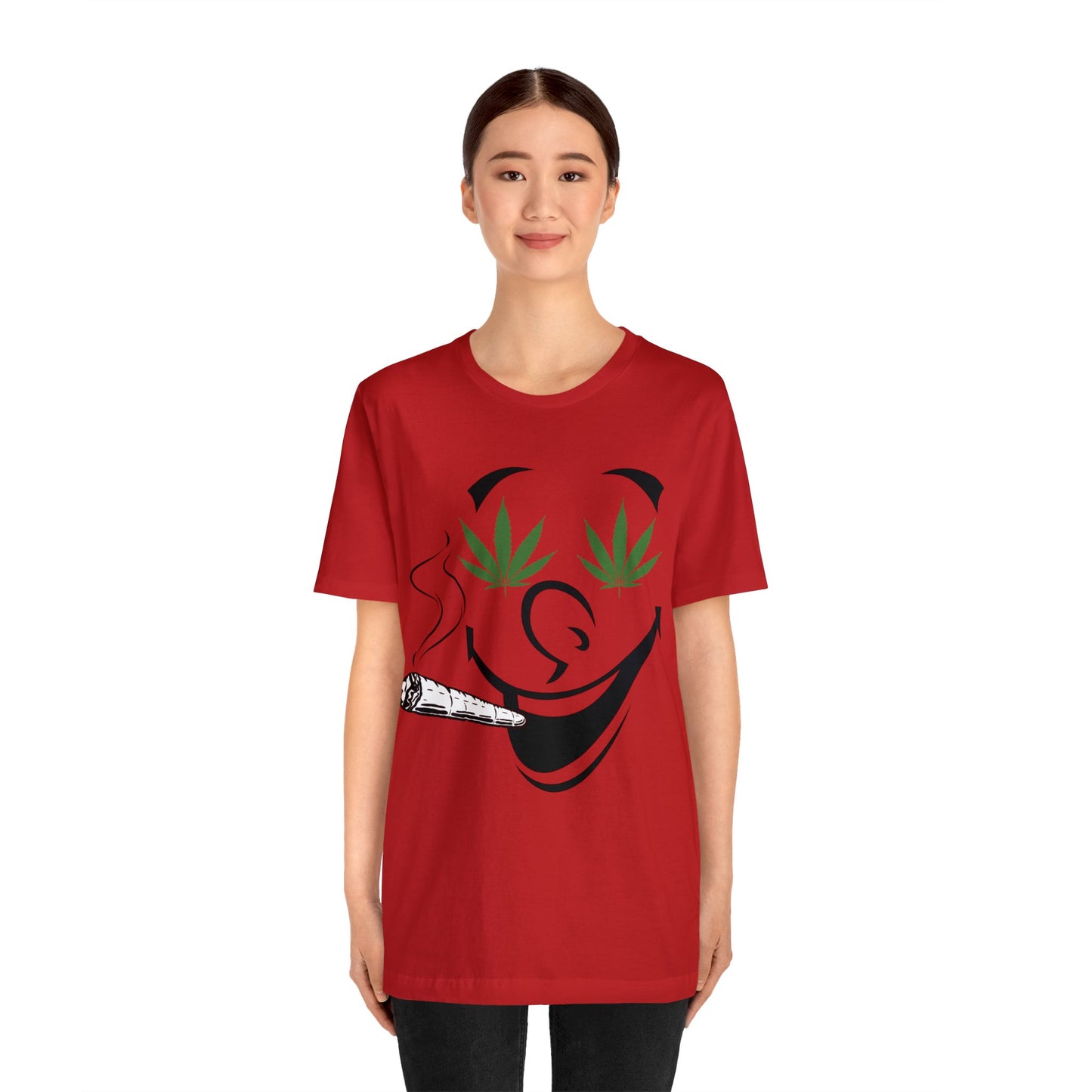 Smiling Smoking Cannibas Unisex Jersey Tee