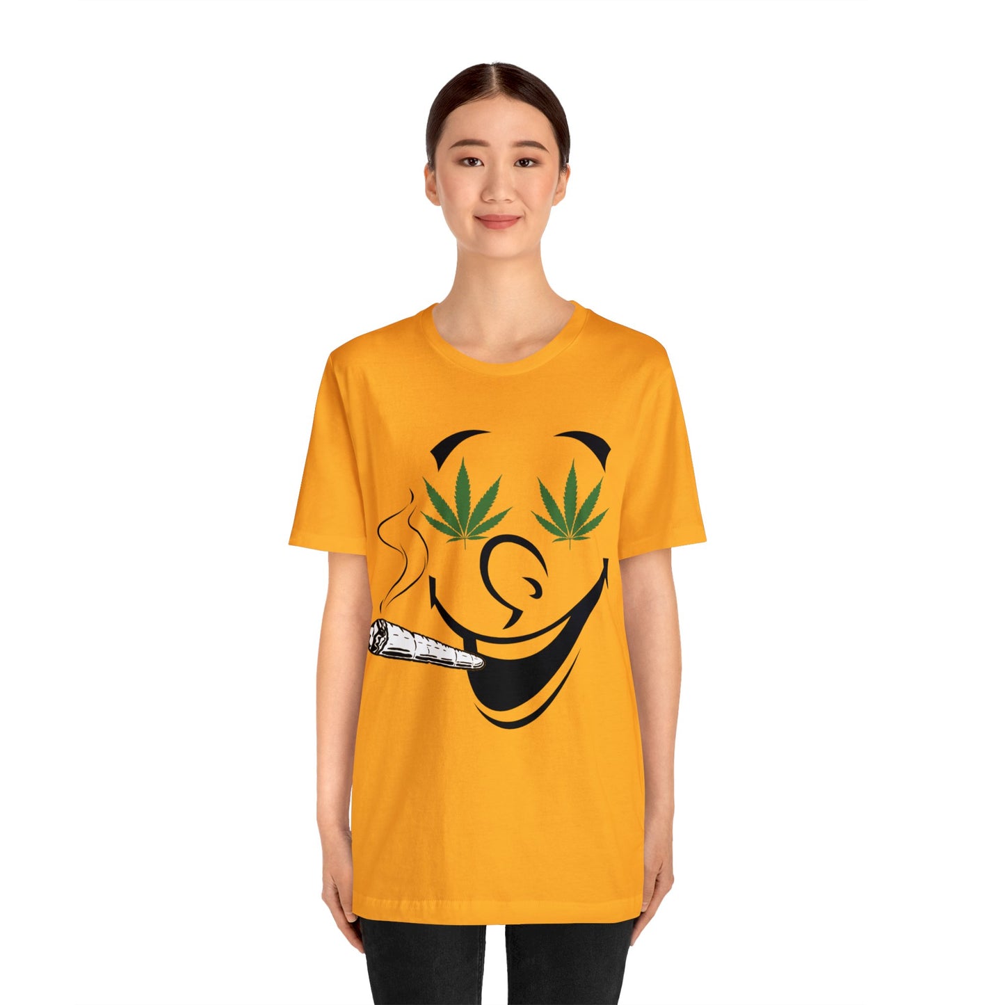 Smiling Smoking Cannibas Unisex Jersey Tee