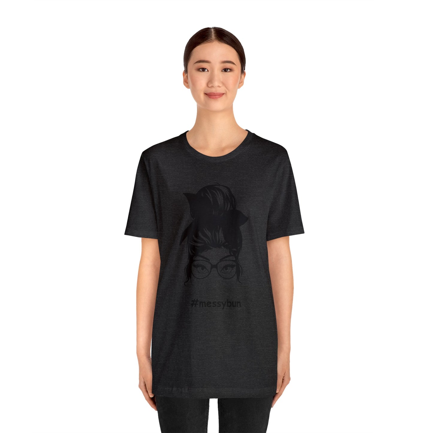 messybun w/glasses Unisex Jersey Tee