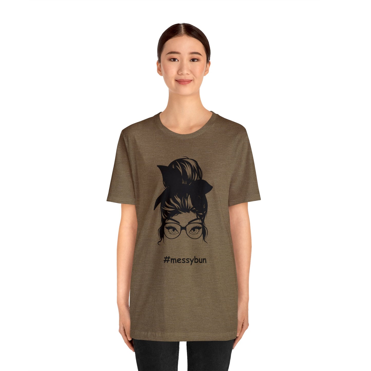 messybun w/glasses Unisex Jersey Tee