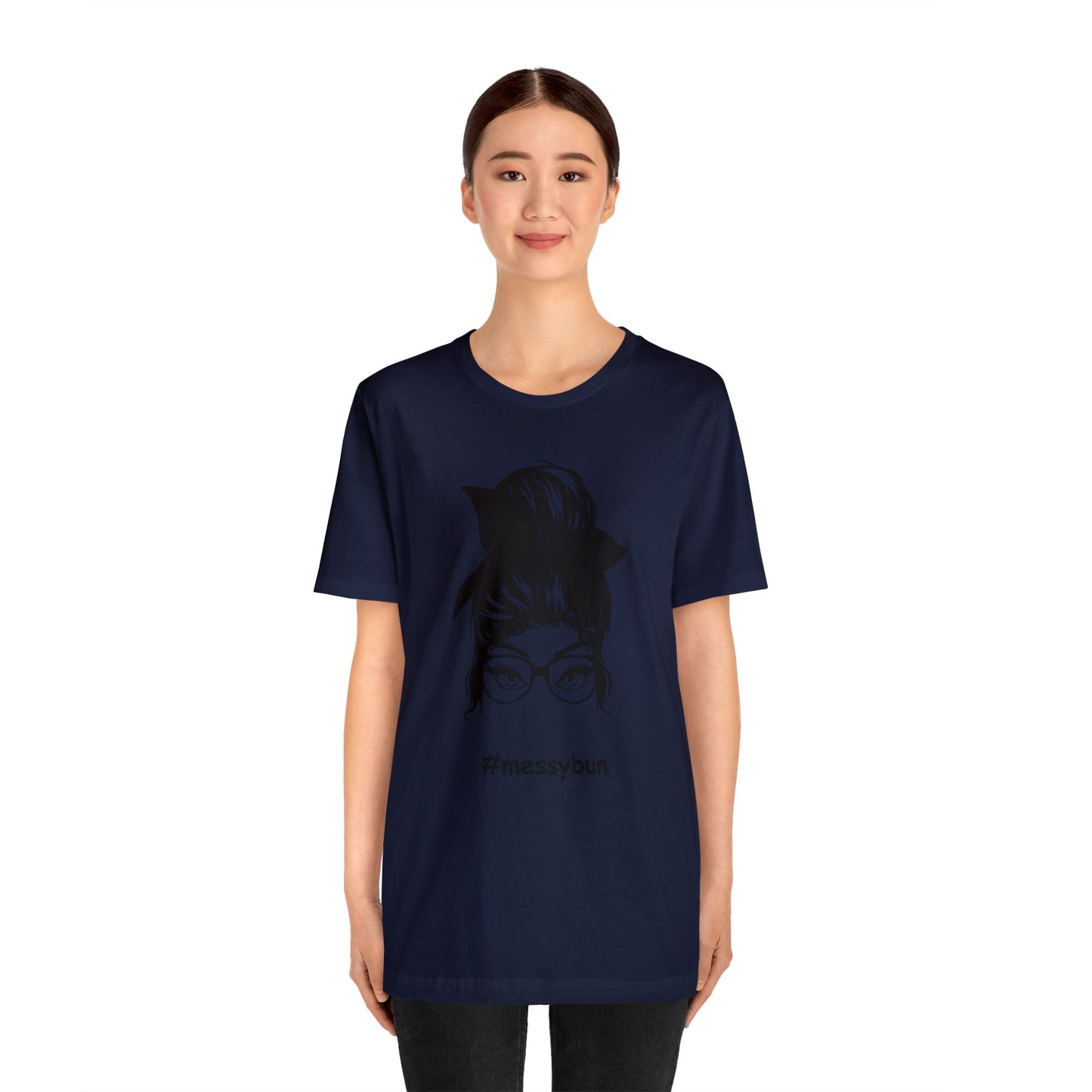 messybun w/glasses Unisex Jersey Tee