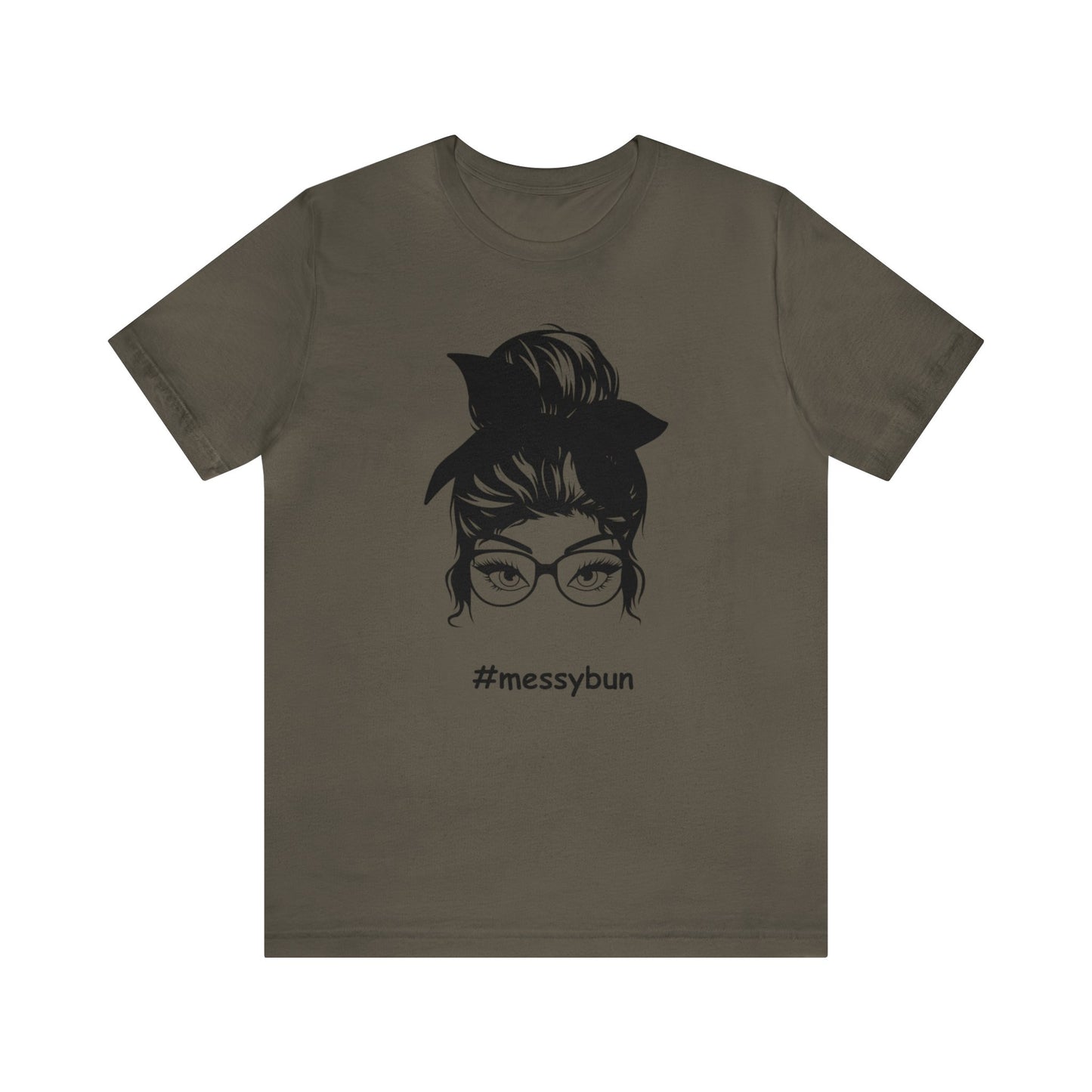 messybun w/glasses Unisex Jersey Tee