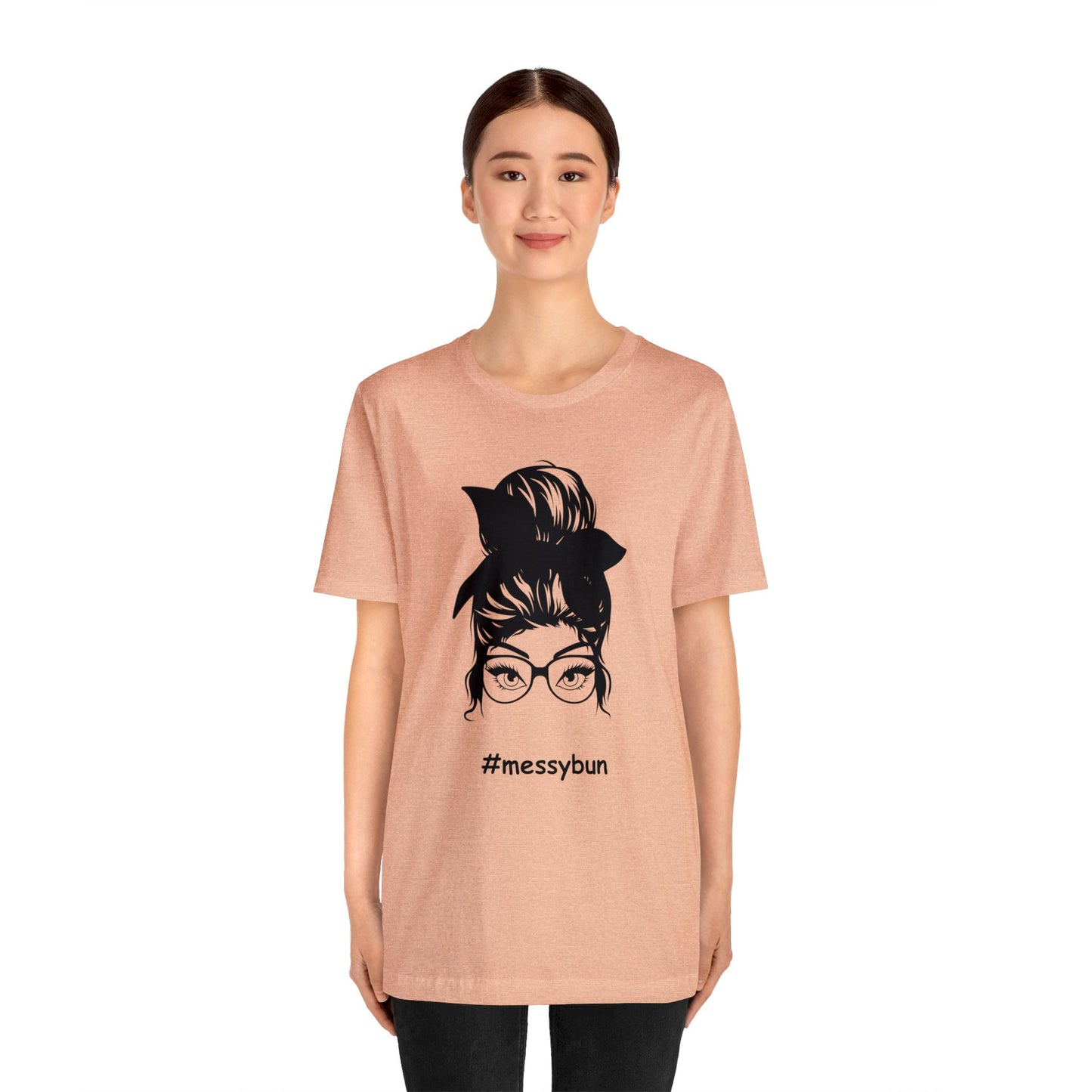 messybun w/glasses Unisex Jersey Tee